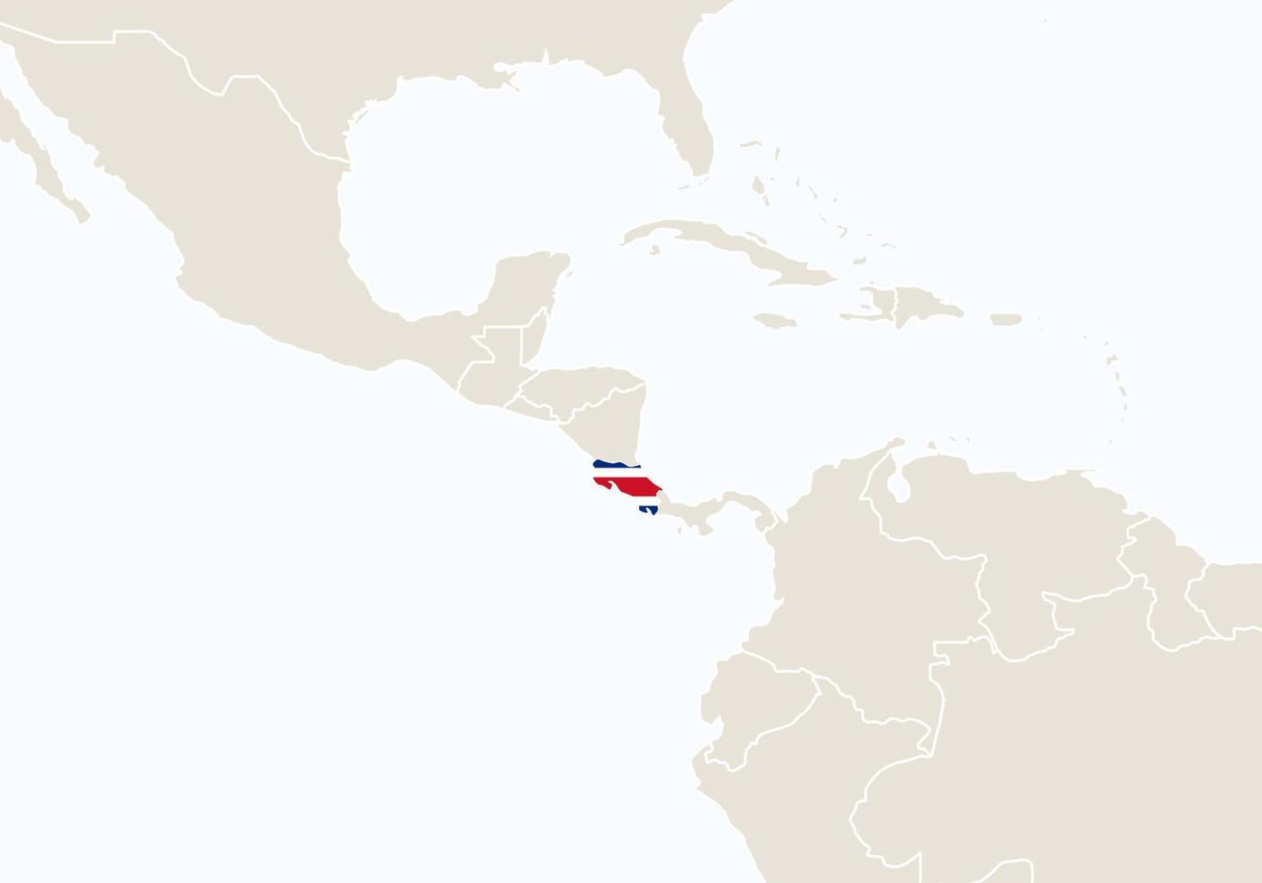 Südamerika mit hervorgehobener Costa Rica-Karte. vektor