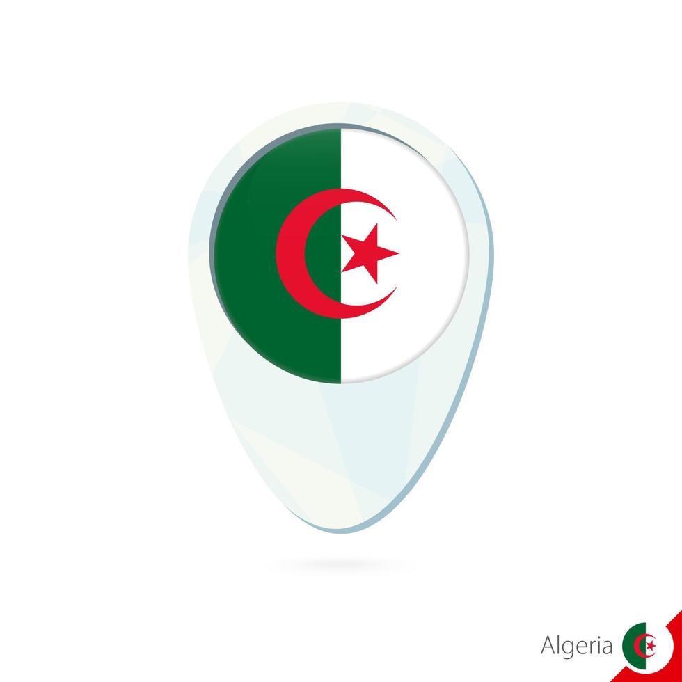 Algerien-Flaggen-Lageplan-Pin-Symbol auf weißem Hintergrund. vektor