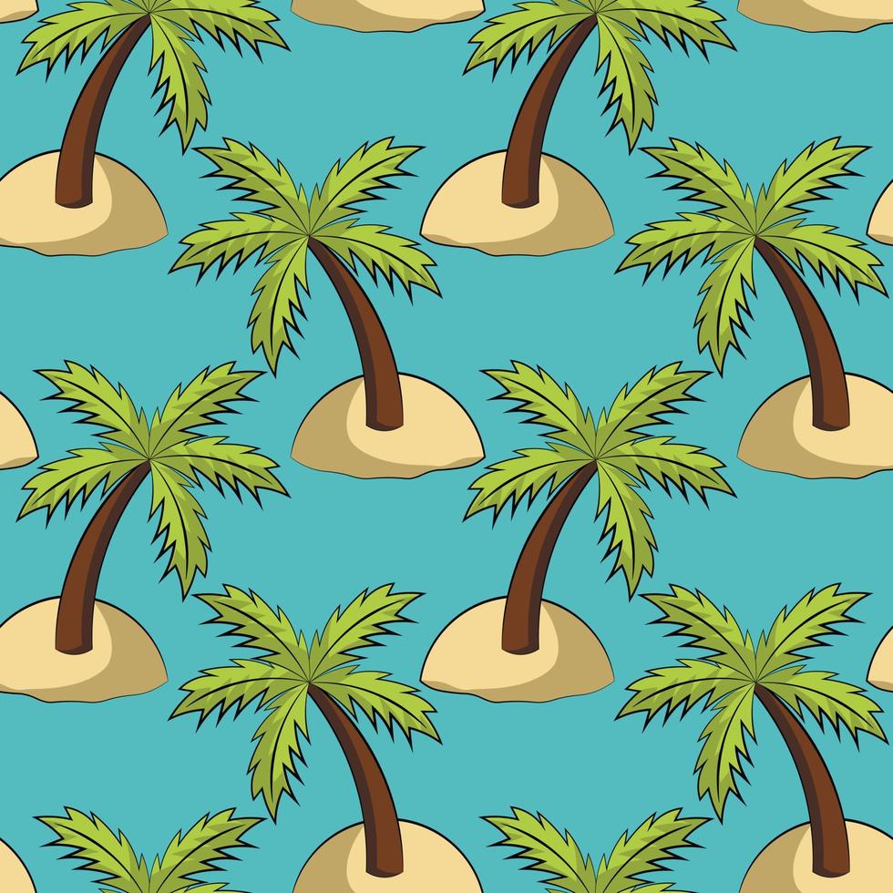 sömlös vektor mönster med ön med palmträd
