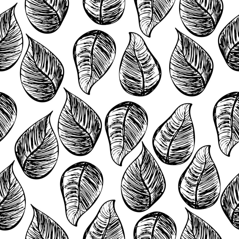 sömlösa skandinaviska mönster med söta doodle kontur blad. vektor