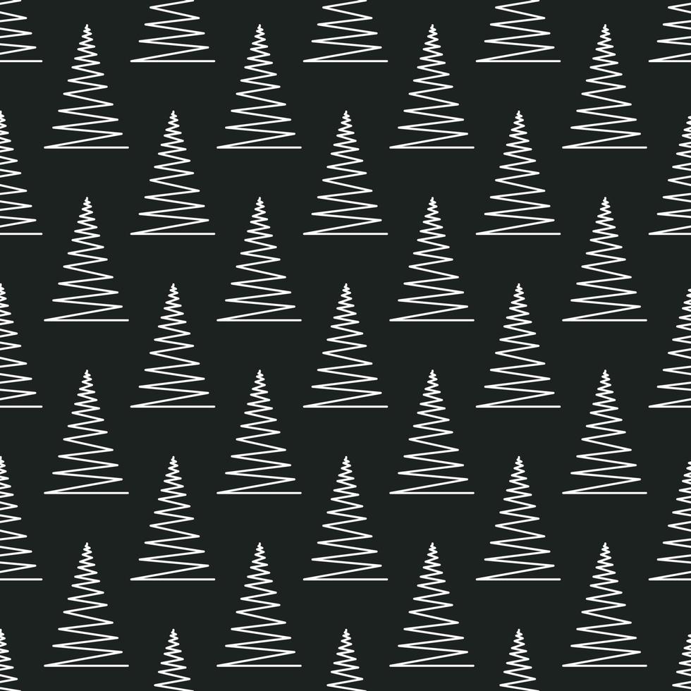 nahtloses muster mit silbernen und schwarzen geometrischen weihnachtsbäumen vektorillustration. winterferien, frohe weihnachten und guten rutsch ins neue jahr abstraktes strukturiertes hintergrunddesign. moderne Tapete. vektor