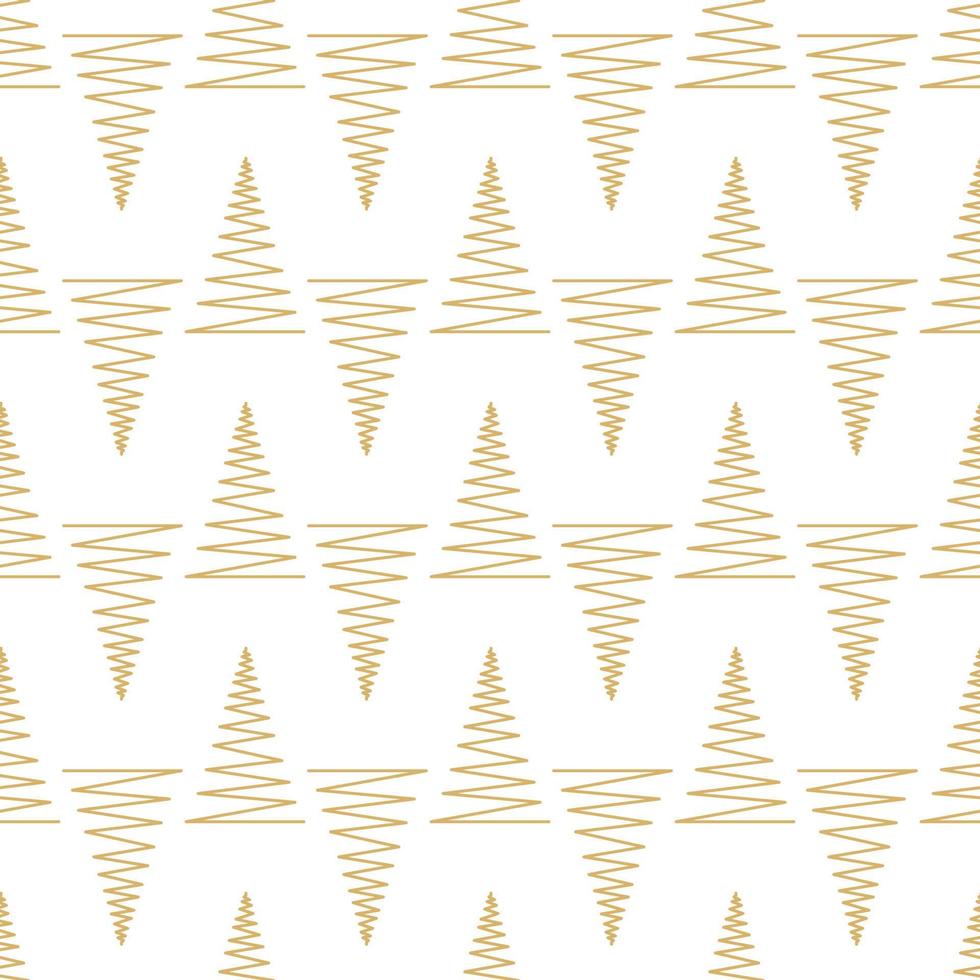 seamless mönster med guld geometriska julgranar vektorillustration på vitt. vinter semester samling. god jul och gott nytt år abstrakt bakgrundsbild vektor