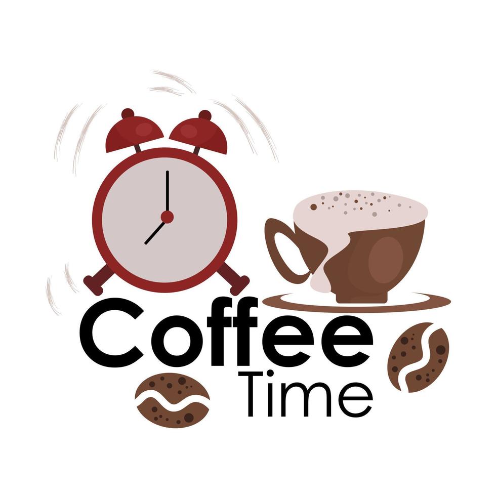 kaffe tid, ledig tid ikon vektor för kaffe logotyp