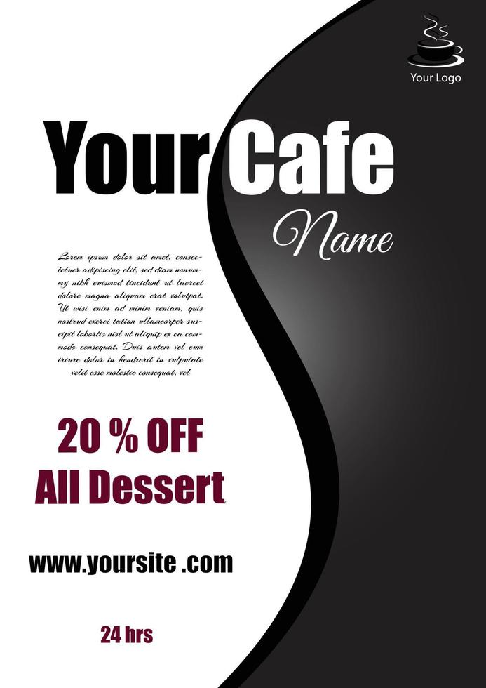 ein Social-Media-Banner mit Ihrem Café-Namen und Logo in Grau und Schwarz, Bild nicht enthalten vektor