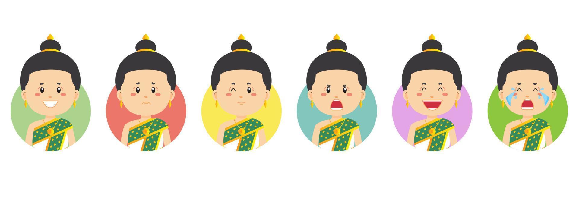 Laos-Avatar mit verschiedenen Ausdrucksformen vektor