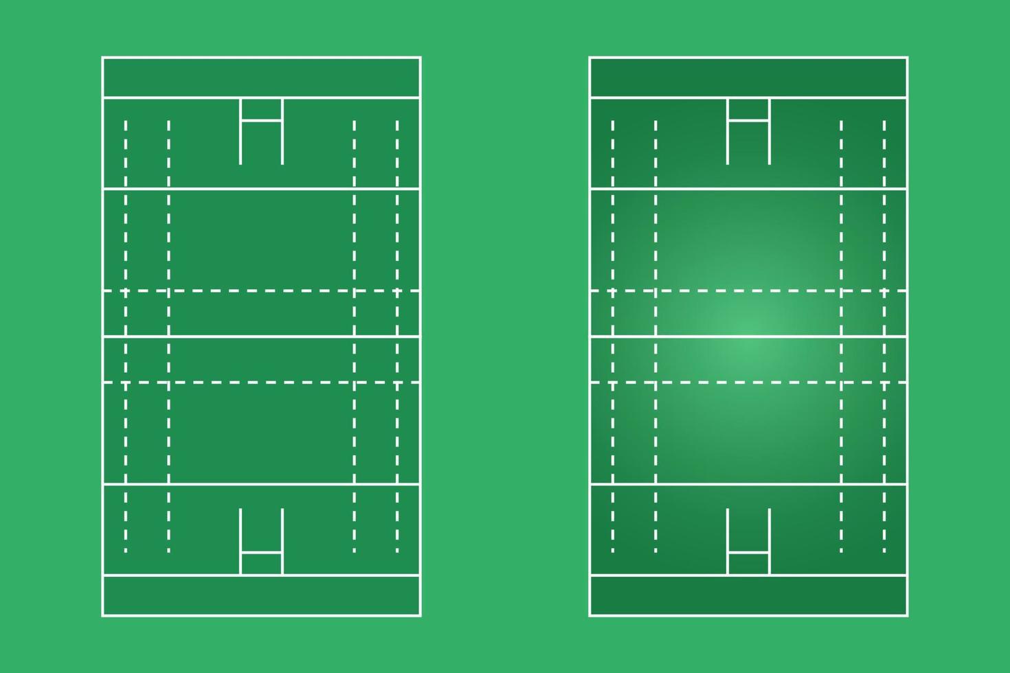 flaches Design des Rugbyplatzes, grafische Illustration des Ruggerfeldes, Vektor des Rugbyplatzes und Plan.