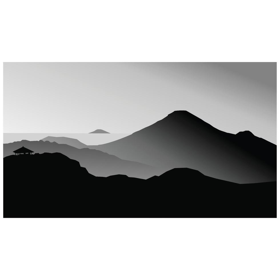 bergsvy i gryningen mörkgrå färgbakgrundsvektor vektor