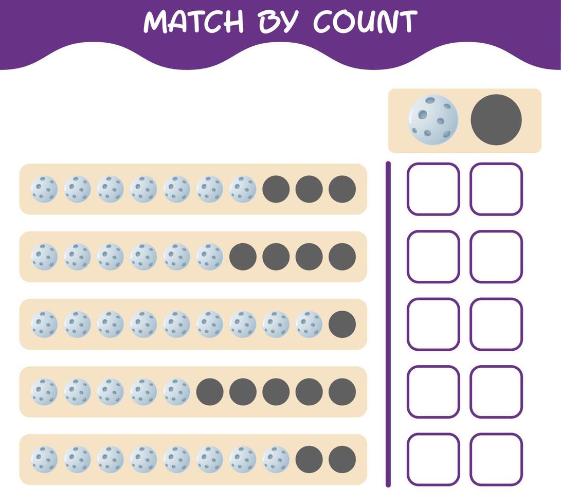 Abgleich nach Zählung des Cartoon-Monds. Match-and-Count-Spiel. Lernspiel für Kinder und Kleinkinder im Vorschulalter vektor