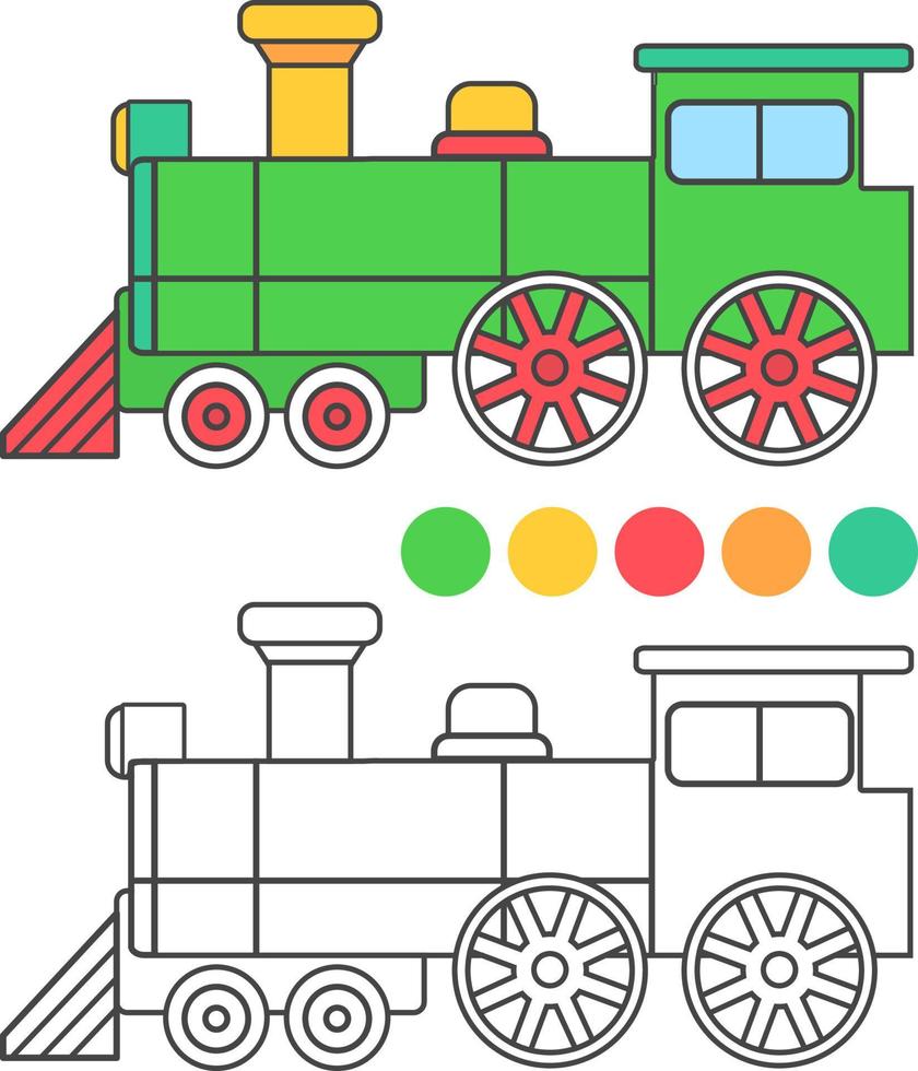 målarbok för barn. transport.educational spel för barn ånglok railway.flat illustration vector.isolated på en vit bakgrund. vektor