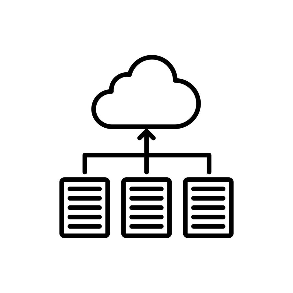 Datei-Upload in den Cloud-Speicher-Icon-Vektor vektor