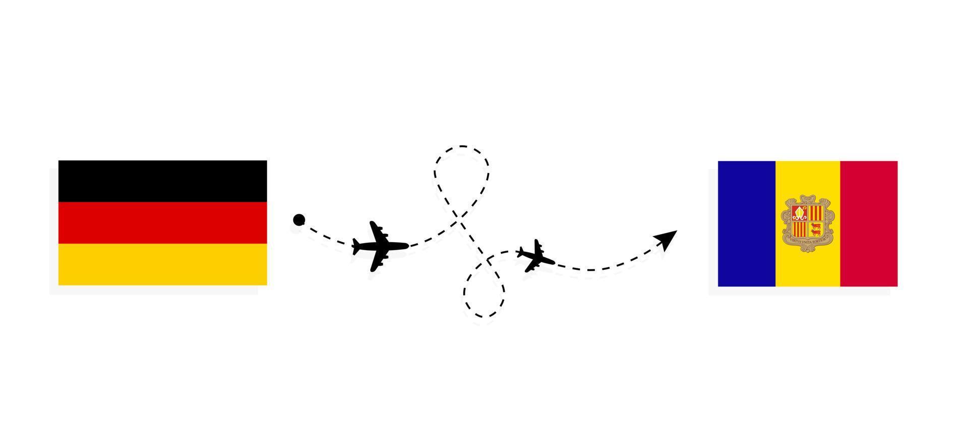 flyg och resor från Tyskland till Andorra med passagerarflygplan vektor