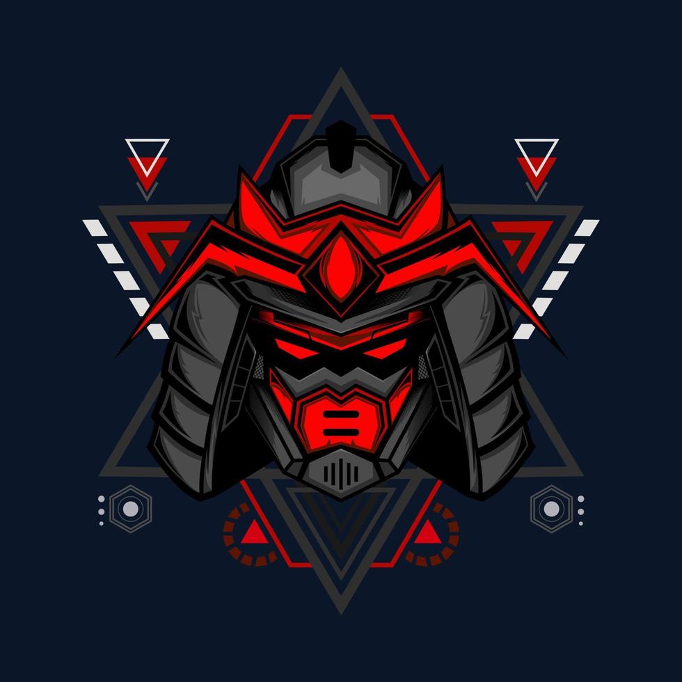 illustration vektorgrafik av cyborg robot riddare i den heliga geometrin ornament bakgrund, perfekt för t-shirt design, klistermärke, affisch, varor och e-sport logotyp vektor