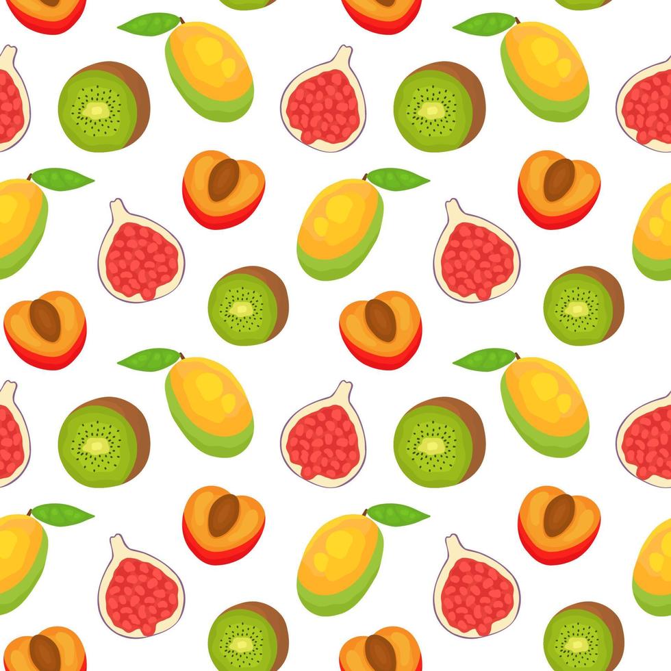 Muster mit realistischen tropischen und exotischen Früchten auf weißem Hintergrund im realistischen Stil. perfekt für karte, einladung, poster, textil. vektor