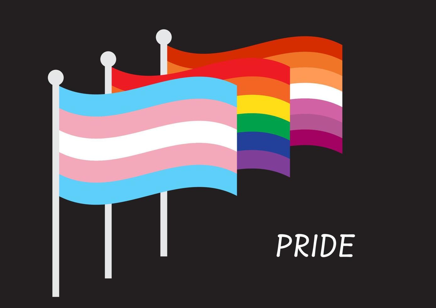 mångfärgade flaggor firar pride månad. Hbtq, lesbisk, transperson, homosexuella symboler. vektor illustration.