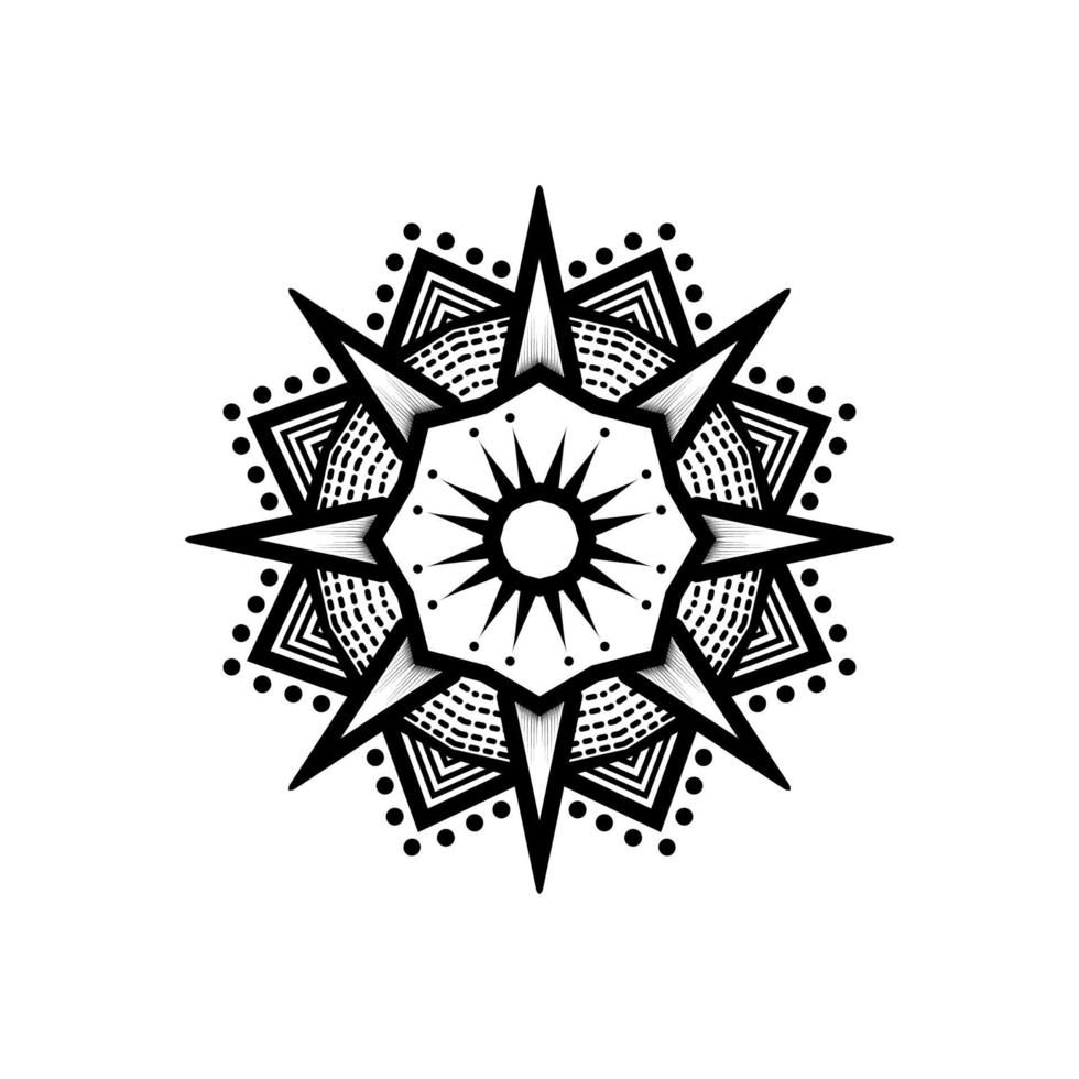 Schwarz-Weiß-Mandala-Vektor isoliert auf weiß. Vektor handgezeichnetes kreisförmiges dekoratives Element. Hochzeit Rahmen Ornament Einladungskarte Vorlage Sammlung Vektor-Illustration