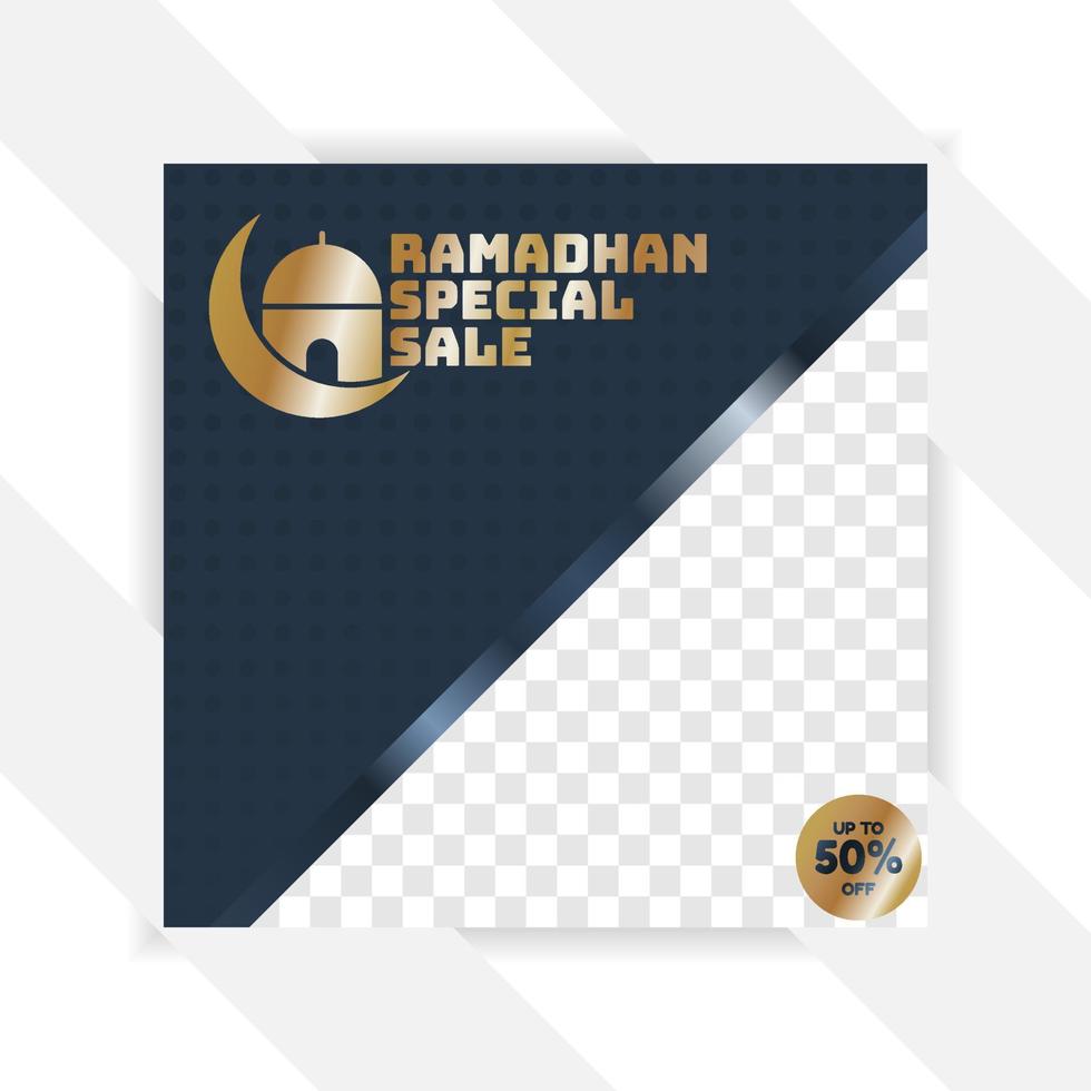 Ramadan-Social-Media-Paket. Business-Präsentationsvorlage. satz moderner quadratischer blog-posts editierbarer einfacher info-banner, trendige buchcover-idee. minimal. für app, digitaler anzeigestil für webmail. vektor