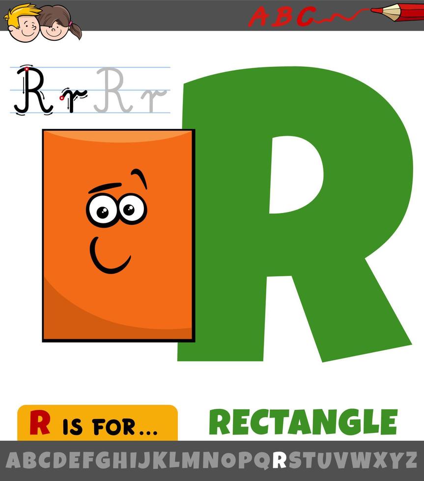 bokstaven r kalkylblad med tecknad rektangel geometrisk form vektor
