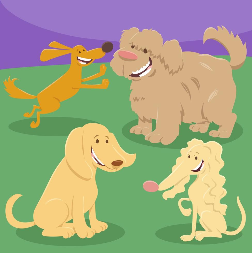 tecknade hundar och valpar djur karaktärer grupp vektor