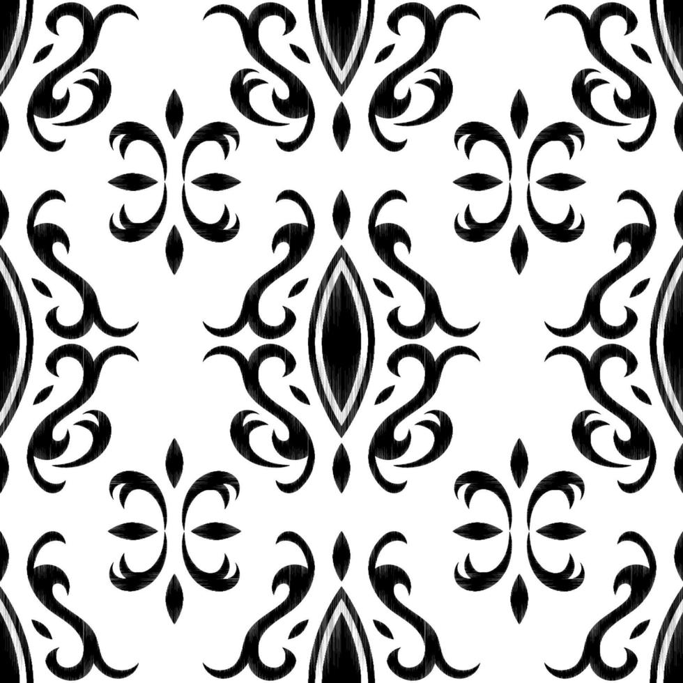 Nahtloses ethnisches Muster schwarz und weiß, Vektorzeichnungsdesign für modische Kleidung, Tapeten, Packpapier, Dekorationshintergrund. vektor