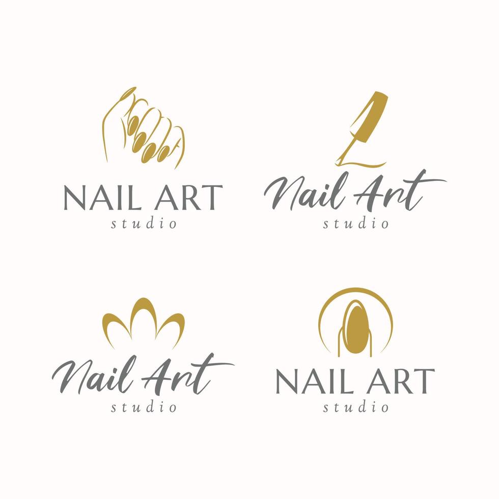 nagelstudio-logo-design-vorlagensatz für schönheitssalon, nagelbar, maniküre. vektor