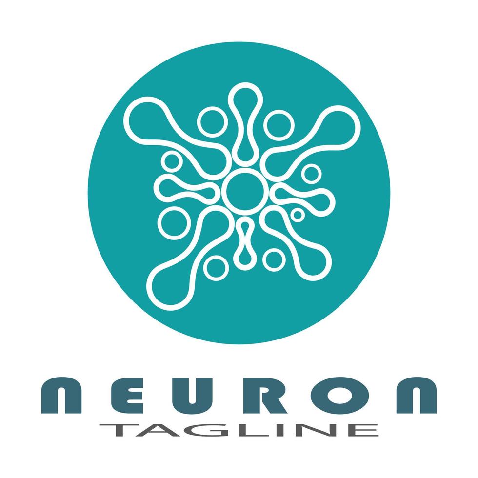 neuron logotyp eller nervcell logotyp design illustration mall ikon med vektor koncept