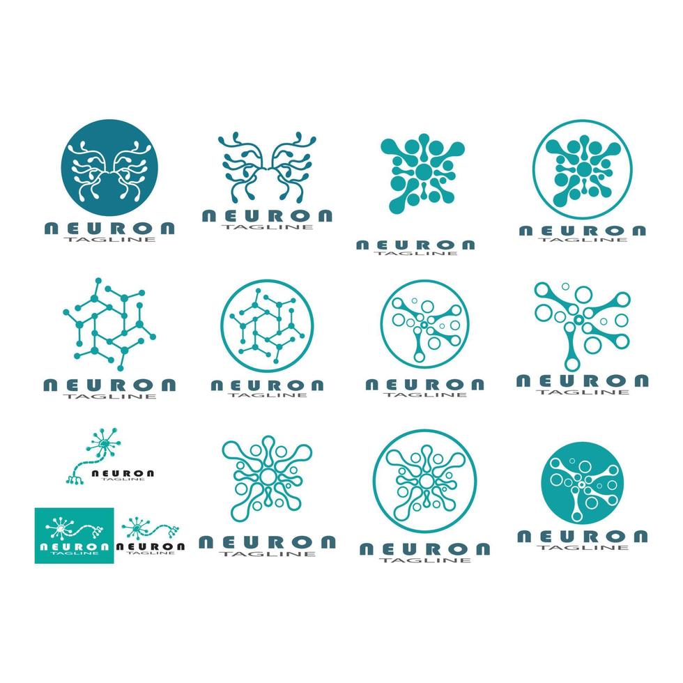 neuron logotyp eller nervcell logotyp design illustration mall ikon med vektor koncept