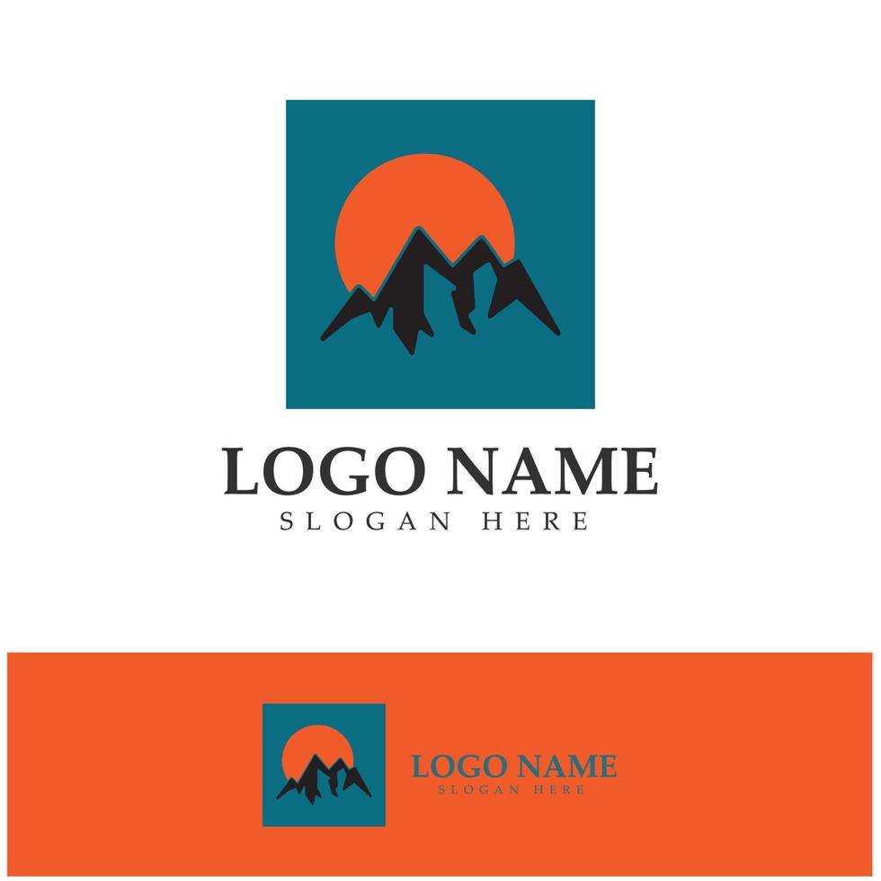 Sun Mountain logotyp ikon design lagerillustration vektor
