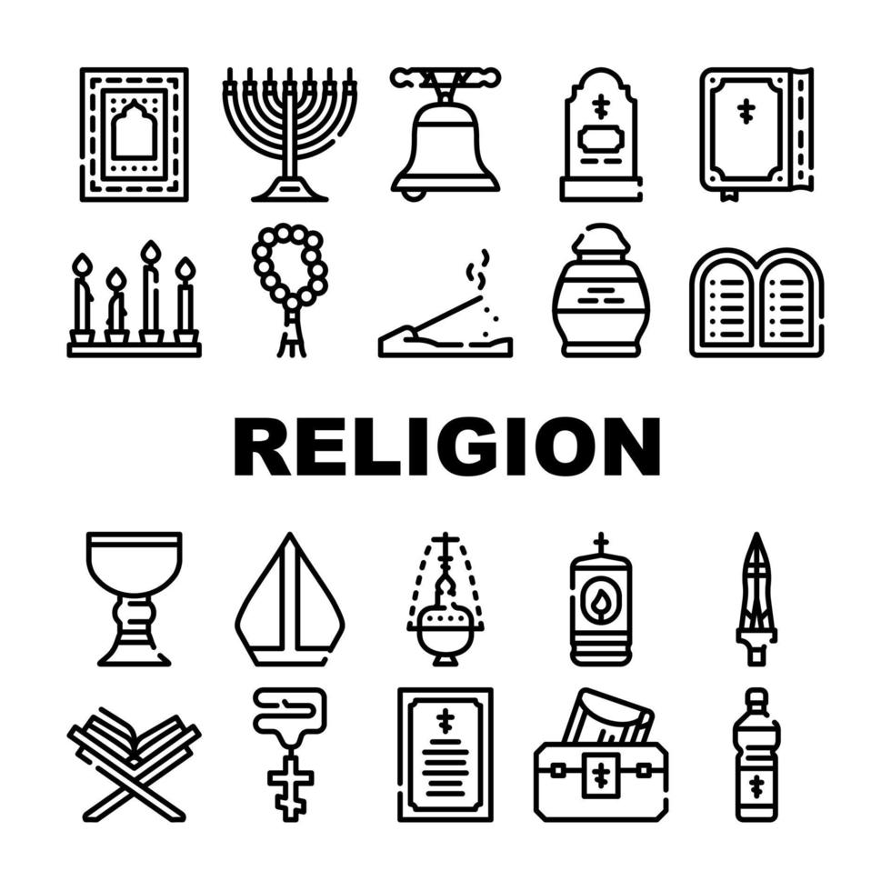 religion helig bön samling ikoner set vektor