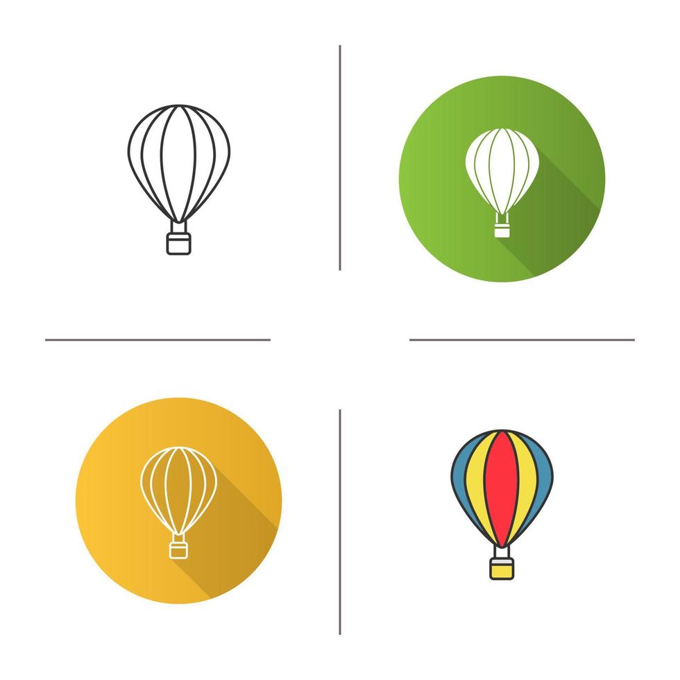 Heißluftballon-Symbol. Aerostat. flaches Design, lineare und Farbstile. isolierte Vektorgrafiken vektor