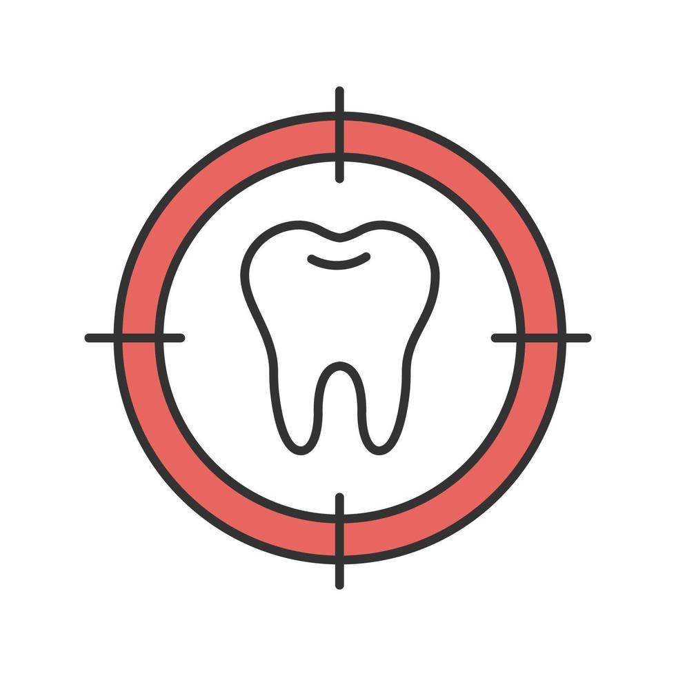 sikta på tandens färgikon. hot mot tandhälsan. isolerade vektor illustration