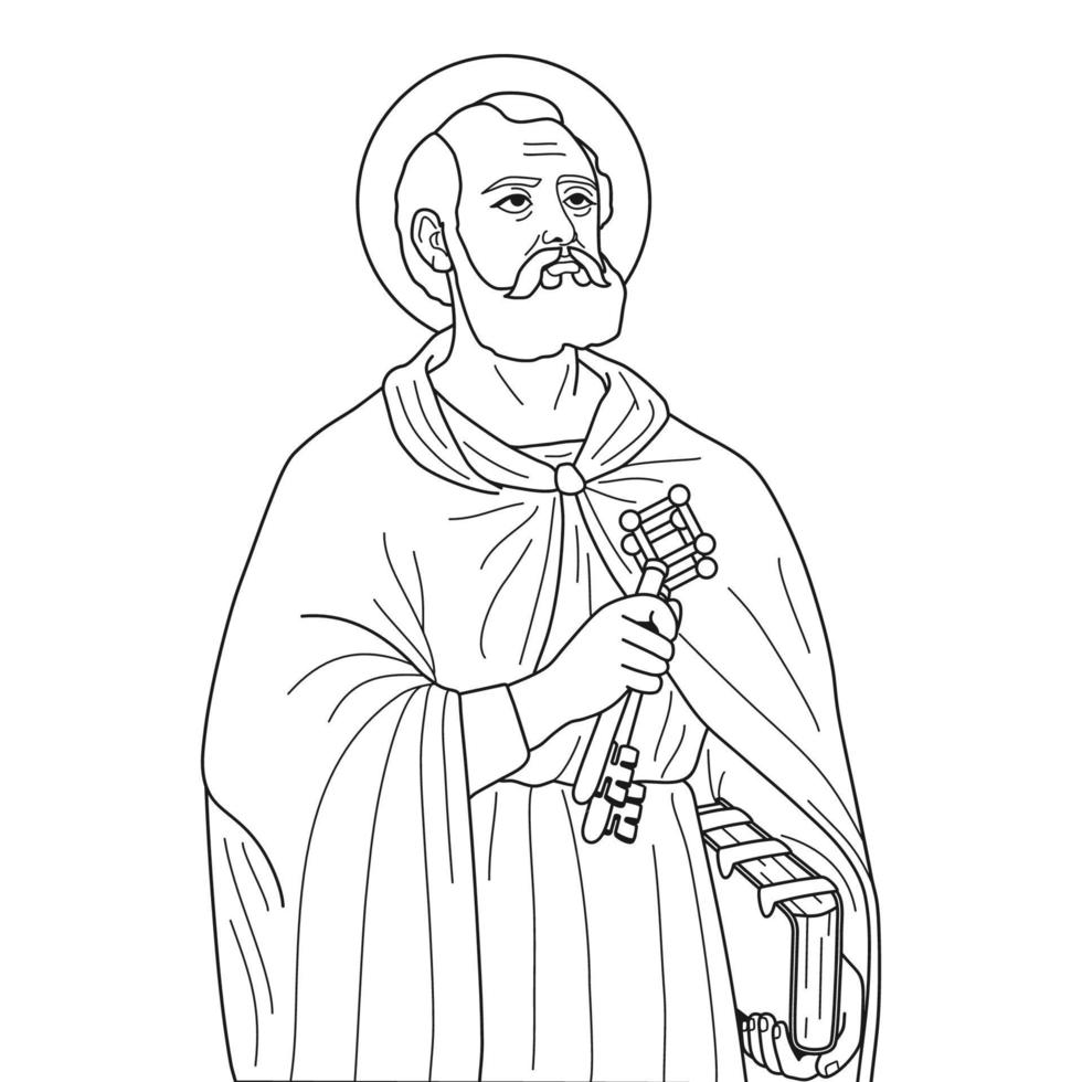 heiliger peter apostel von christus vektorillustration umriss monochrom vektor