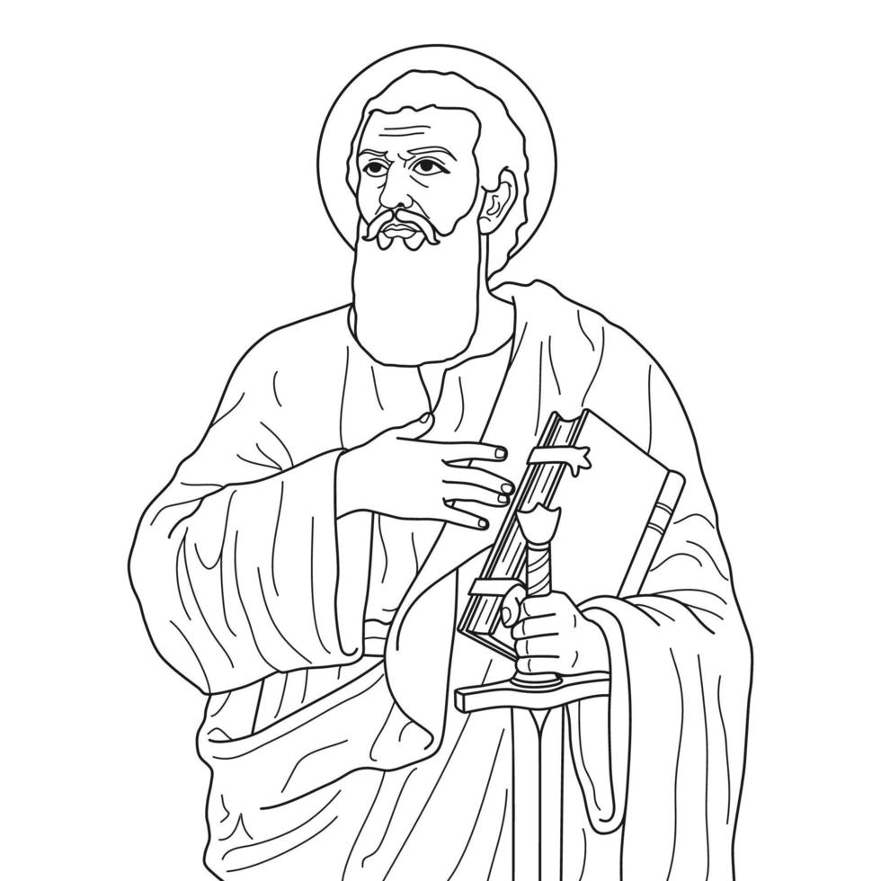 heiliger paul apostel von tarsus vektorillustration umriss monochrom vektor