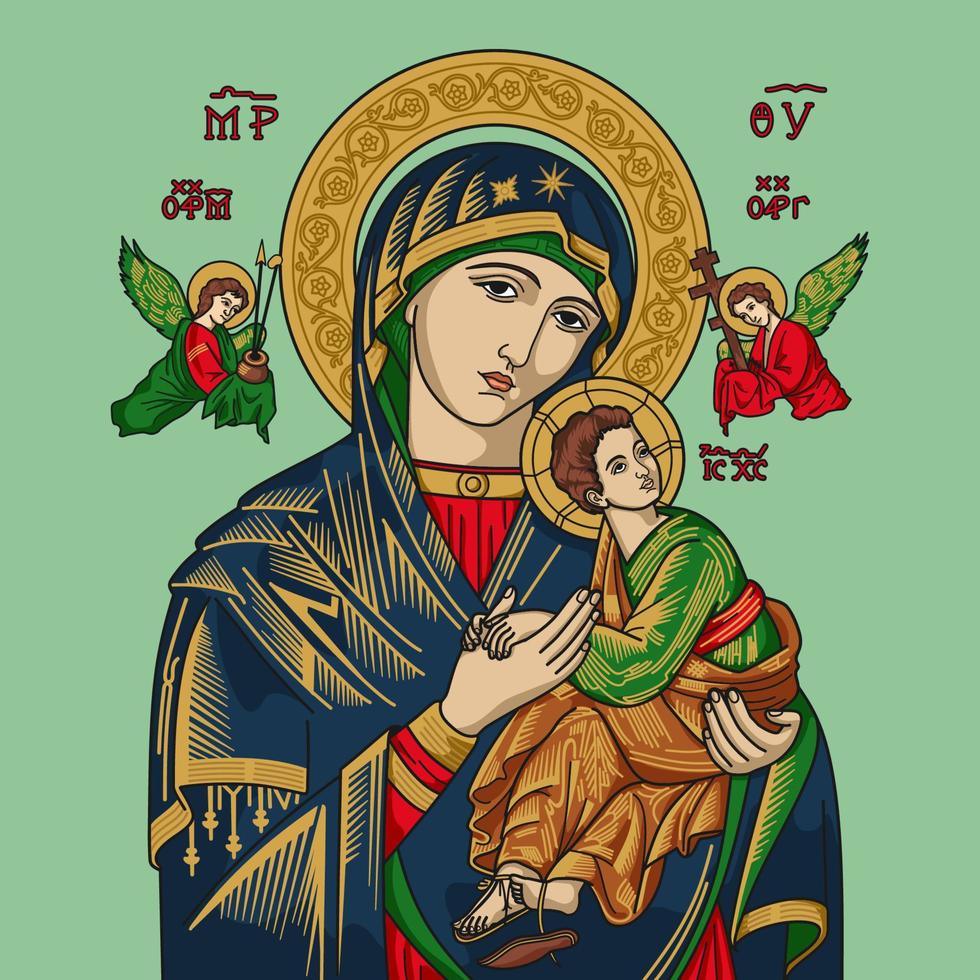 vår laour lady of perpetual help färgad vektorillustration vektor