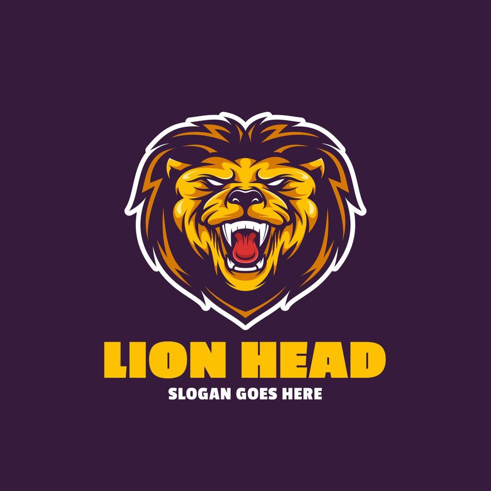 lejonhuvud logotyp maskot tecknade illustrationer vektor