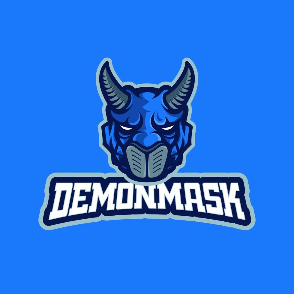 logotyp maskot demon med mask maskot spel vektor