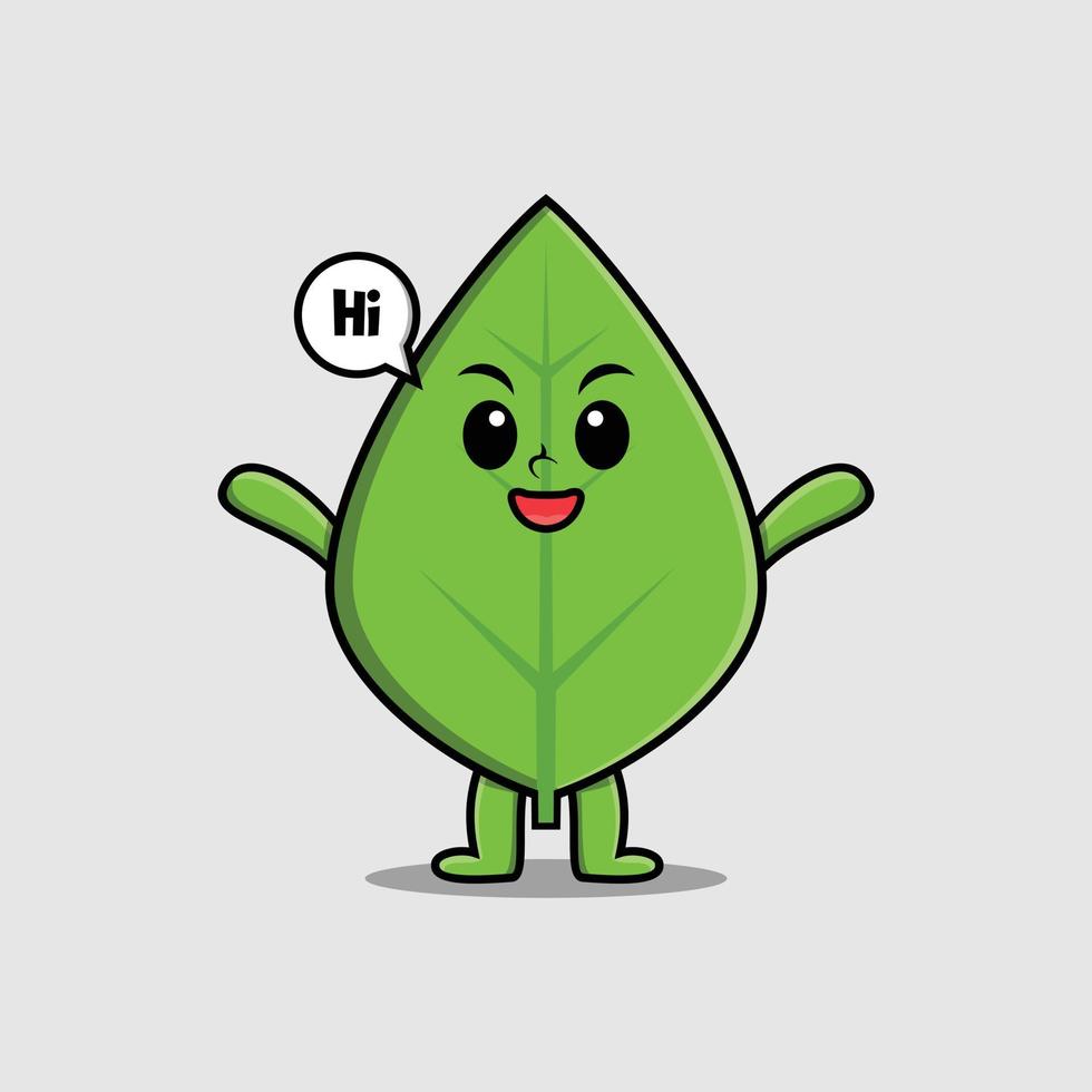söta tecknade gröna blad med glada uttryck vektor
