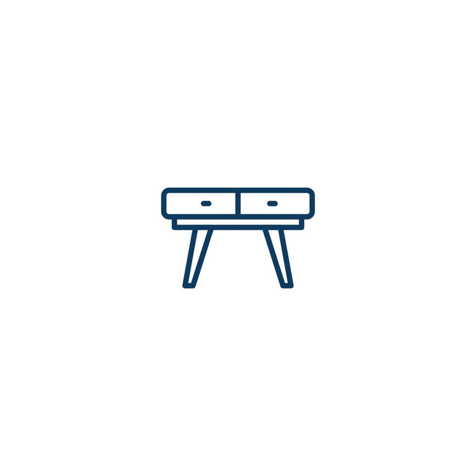 Symbol für die Linie der Schreibtischtischmöbel. Lineares Zeichen für mobiles Konzept und Webdesign. Schreibtisch, Tisch, Möbel, Umriss, Vektor, Symbol. Symbol, Logoabbildung. Vektorgrafik vektor