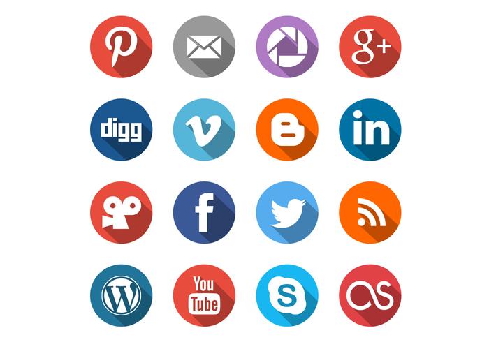 Runde Social Media Icons Vektor Set