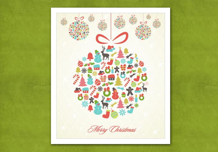 Retro Hanging Christmas Ornament Vector Background