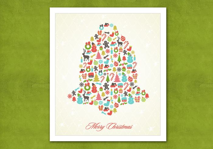 Retro Christmas Bell Vector Background