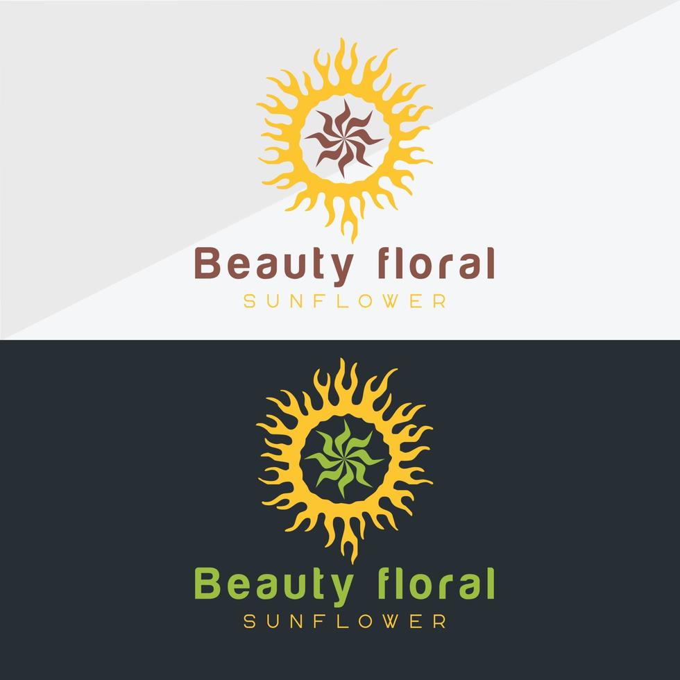 Sonnenblumen-Logo und Sonne-Icon-Vektor-Design-Vorlage. vektor