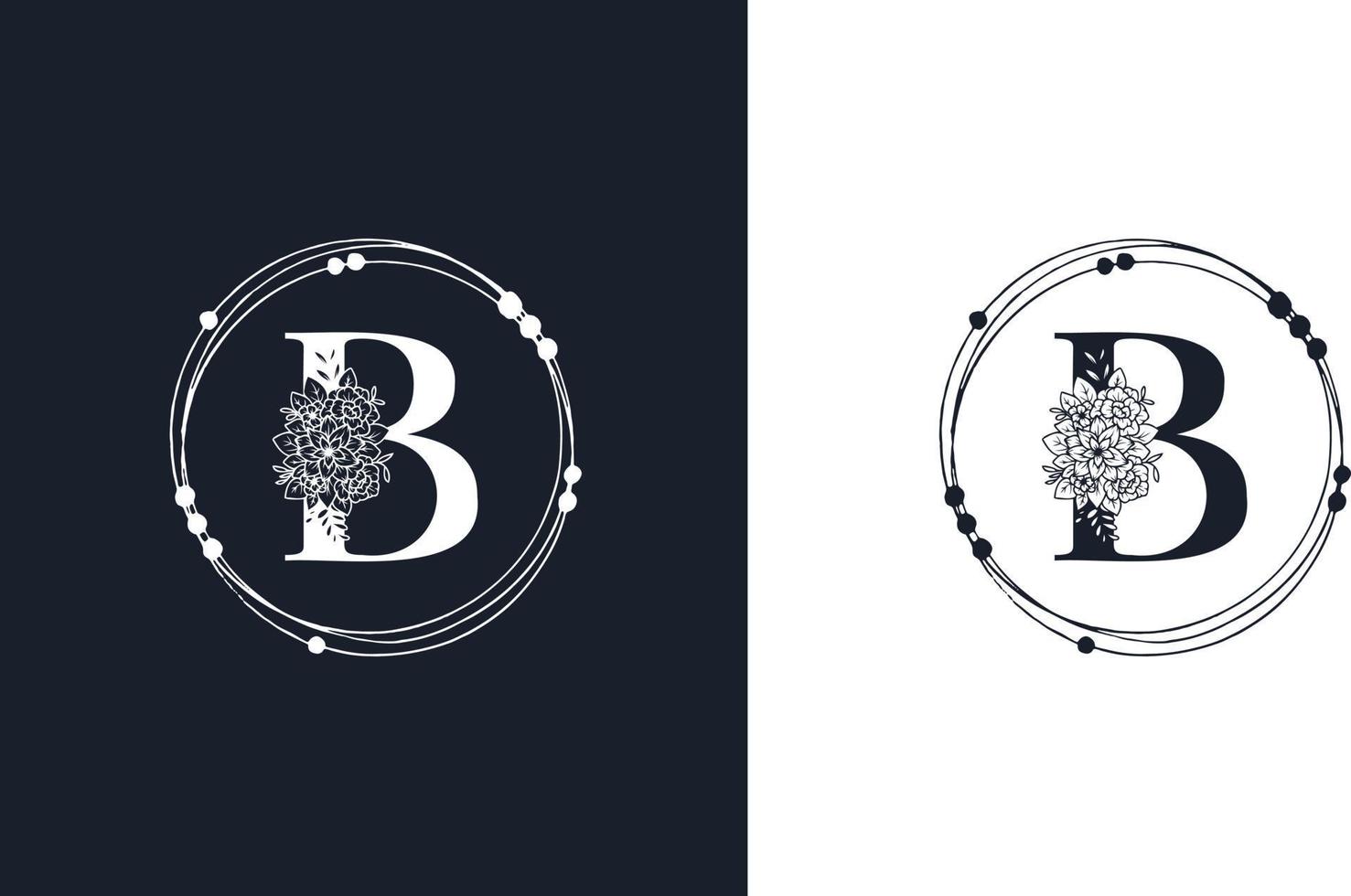 bokstaven b minimalistisk blommig logotyp designmall vektor