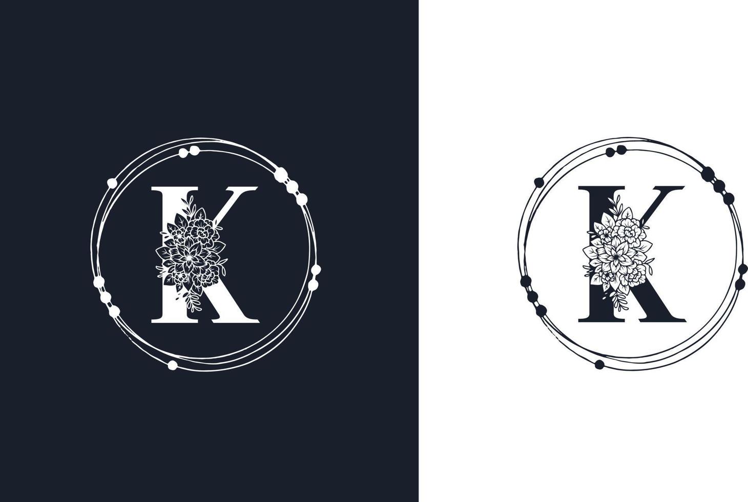 bokstaven k minimalistisk blommig logotyp designmall vektor