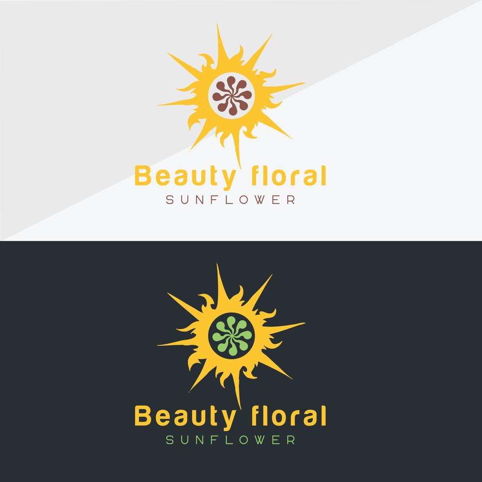 Sonnenblumen-Logo und Sonne-Icon-Vektor-Design-Vorlage. vektor