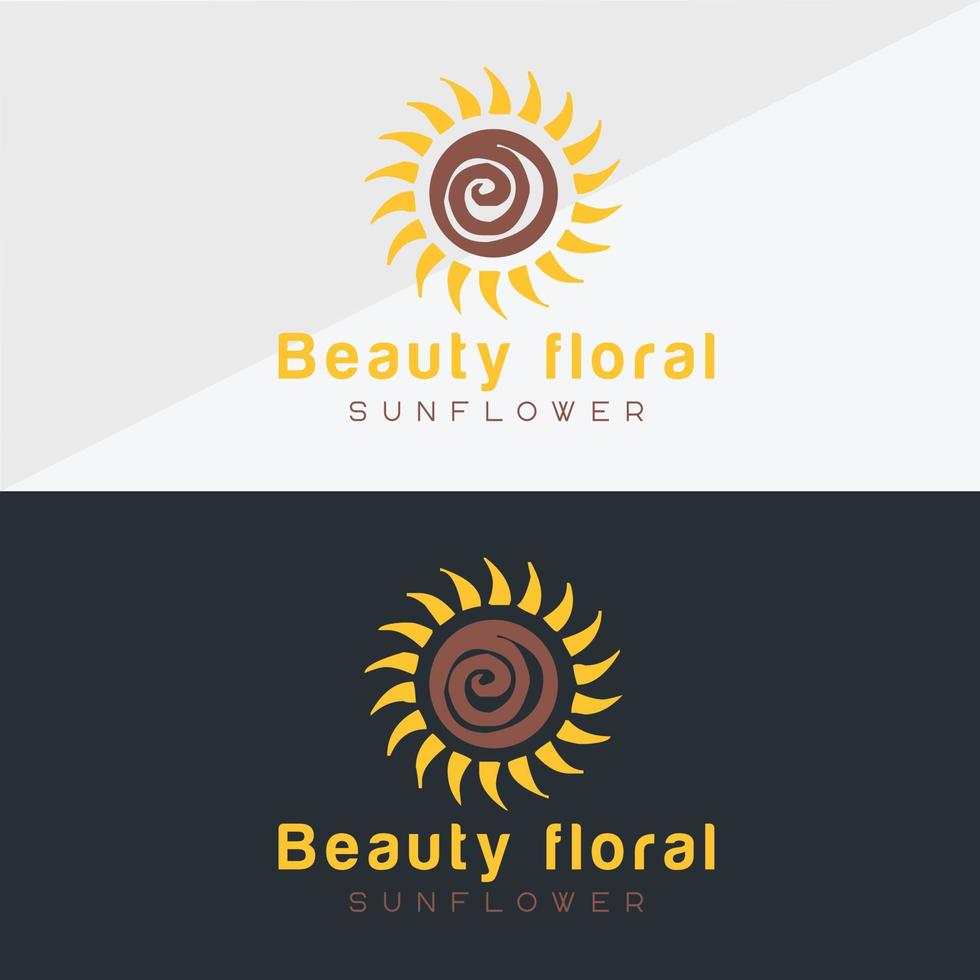 Sonnenblumen-Logo und Sonne-Icon-Vektor-Design-Vorlage. vektor