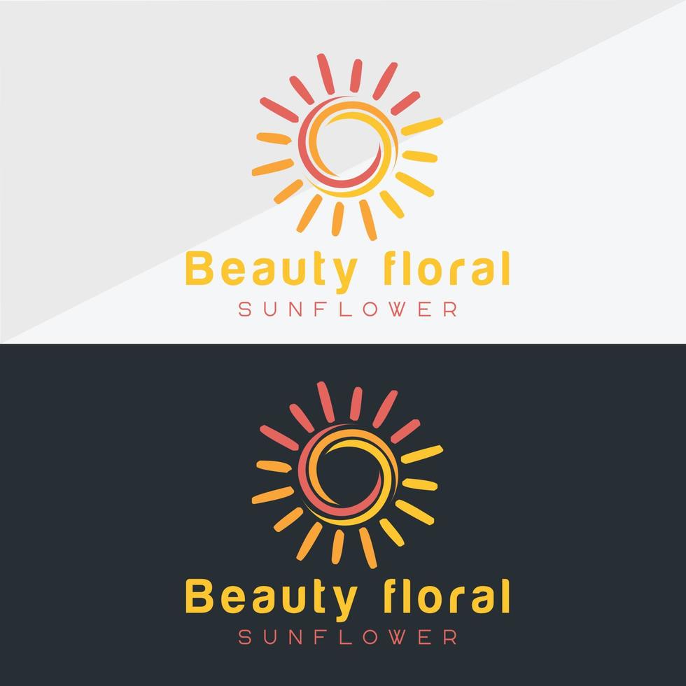 Sonnenblumen-Logo und Sonne-Icon-Vektor-Design-Vorlage. vektor