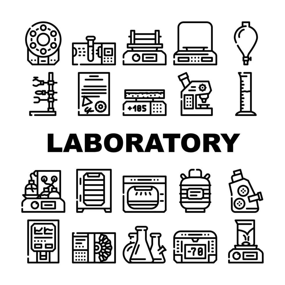 laboratorieutrustning för analys ikoner som vektor