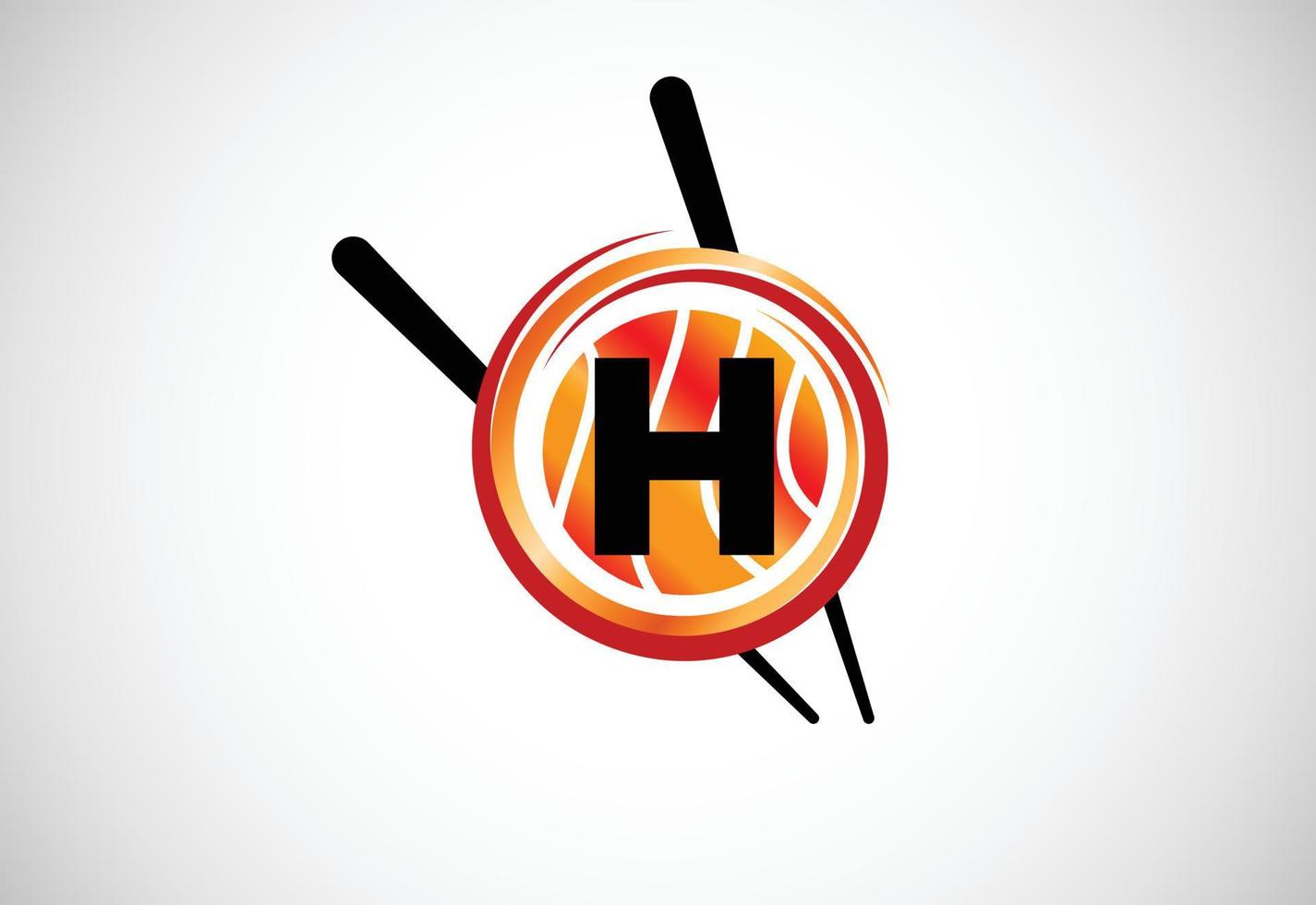initial h monogram alfabetet i cirkeln med ätpinne. asiatisk sushi bar emblem. logotyp för sushi vektor