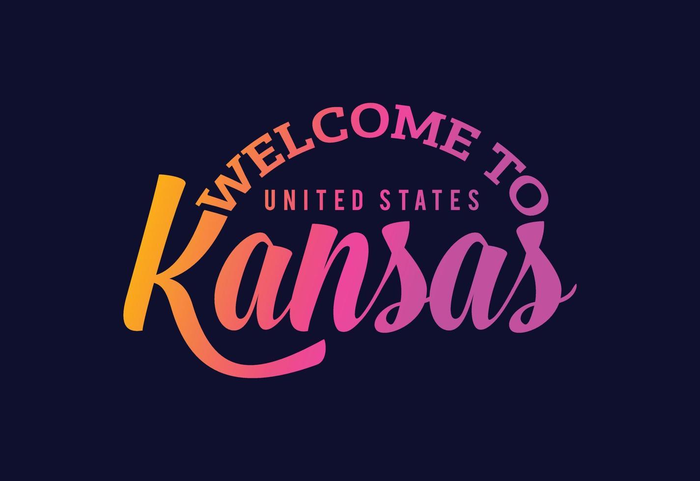 willkommen zu kansas worttext kreative schriftdesignillustration. Willkommensschild vektor