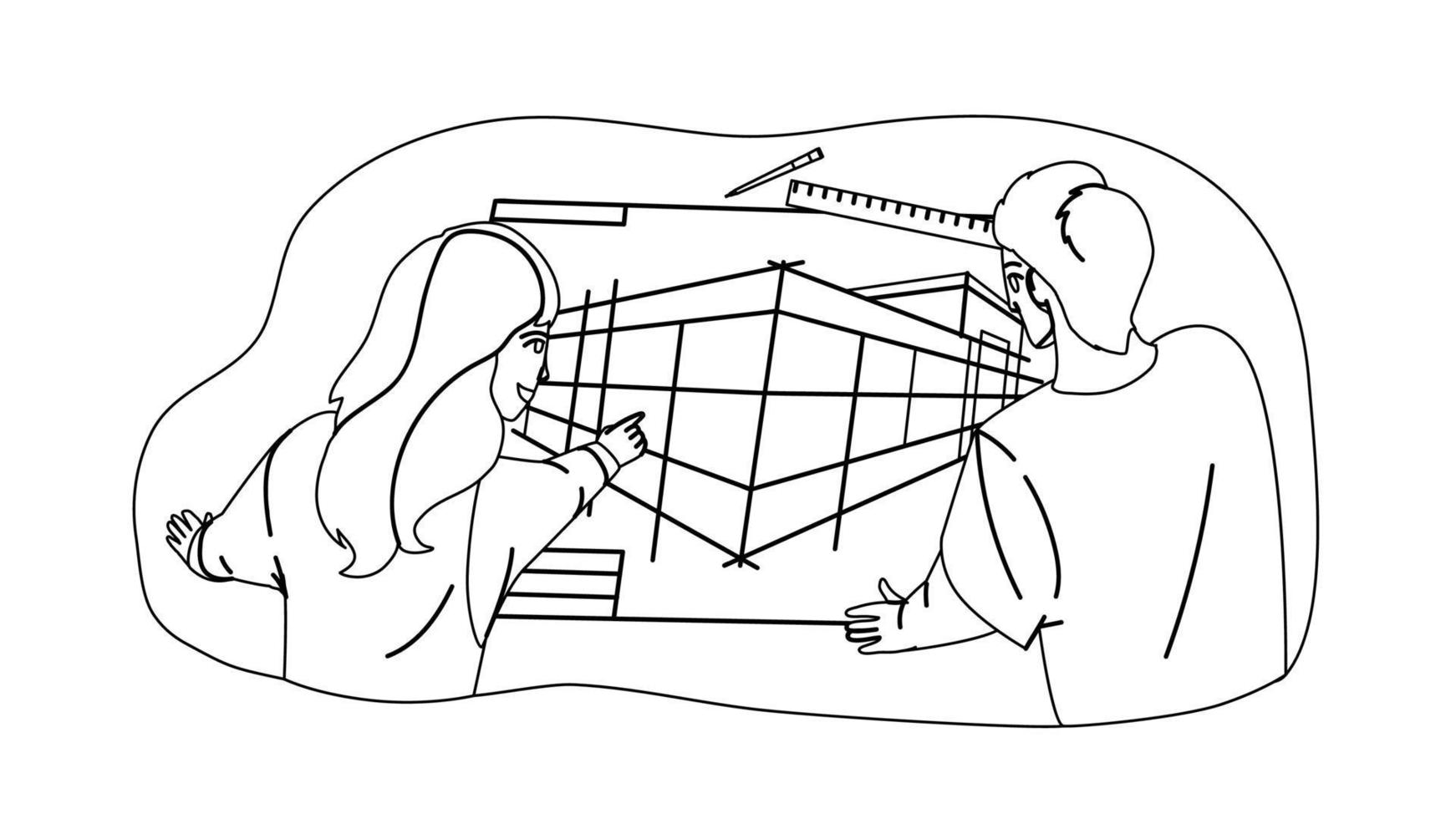 Architektenplan, der Ingenieurteamvektor erforscht vektor